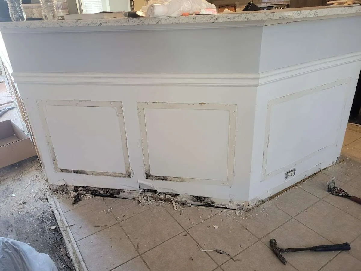 Water damage and mold on kitchen during Storm Damage Restoration in Kennedy